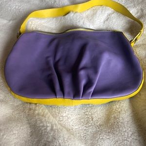 Moschino handbag. Multicolor bag with yellow strap. Zipper closure, NWOT